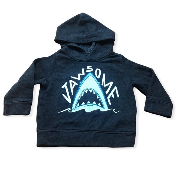 🎉3 For 15$🎉Old Navy Baby Boy Jawsome Shark Blue Hoodie Sweater Size 12-18 M - Picture 1 of 4